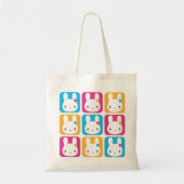 Kawaii Bunny Squares Tote Bag (Voorkant)