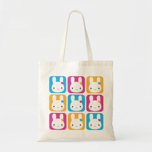Kawaii Bunny Squares Tote Bag (Voorkant)