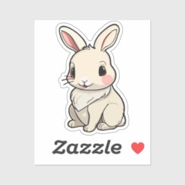 Kawaii Bunny Sticker - Fluffy White Rabbit Vinyl