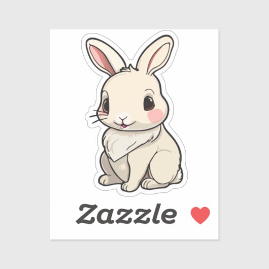 Kawaii Bunny Sticker - Fluffy White Rabbit Vinyl (Vel)
