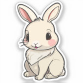 Kawaii Bunny Sticker - Fluffy White Rabbit Vinyl (Voorkant)