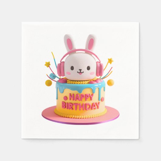 Kawaii Bunny Verjaardag Servet (Voorkant)