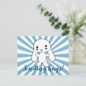 Kawaii Bunny's Hug Custom Briefkaart (Staand voorkant)