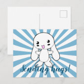 Kawaii Bunny's Hug Custom Briefkaart (Voorkant / Achterkant)