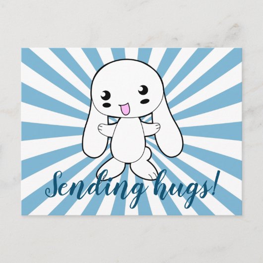 Kawaii Bunny's Hug Custom Briefkaart (Voorkant)