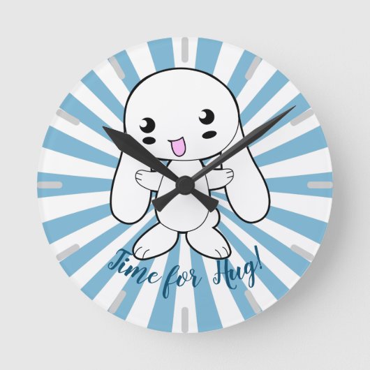 Kawaii Bunny's Hug Custom Ronde Klok (Voorkant)