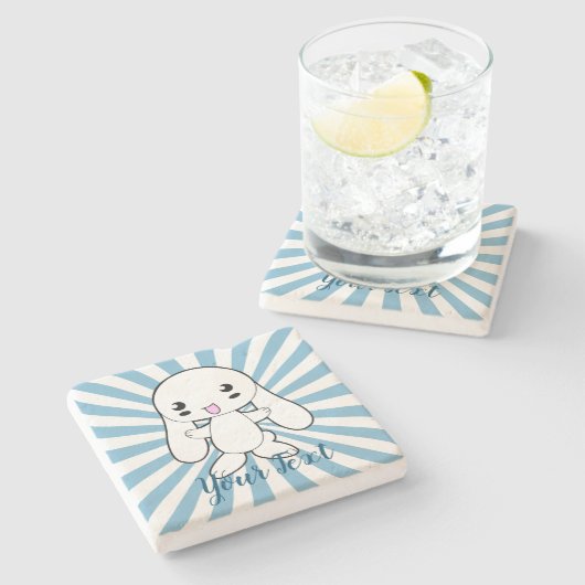 Kawaii Bunny's Hug Custom Stenen Onderzetter (Zijkant)