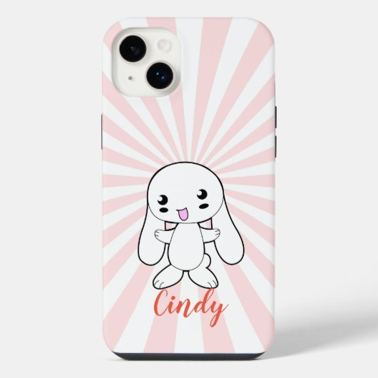 Kawaii Bunny's knuffel Custom (roze) iPhone Hoesje (Achterkant)