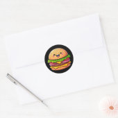 Kawaii Burger Delight Ronde Sticker (Envelop)
