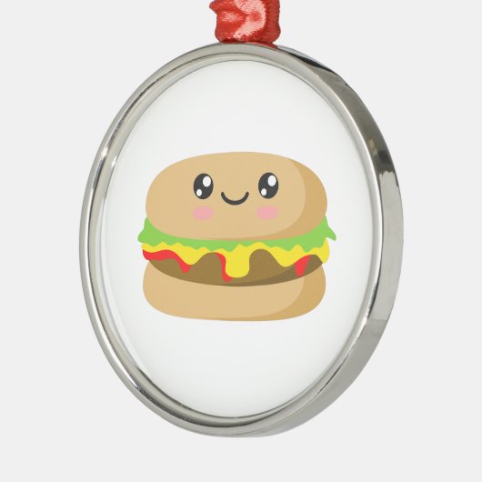Kawaii Burger Metalen Ornament (Links)