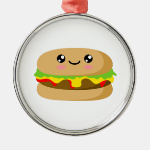 Kawaii Burger Metalen Ornament