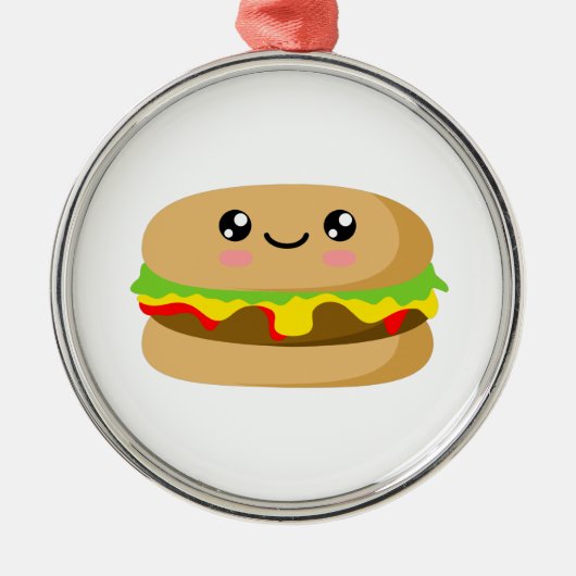 Kawaii Burger Metalen Ornament (Voorkant)