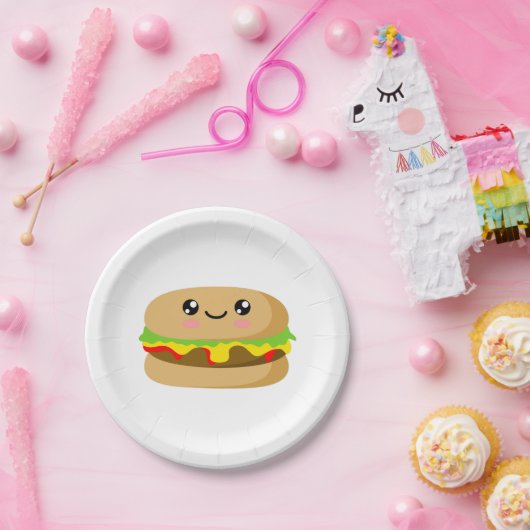 Kawaii Burger Papieren Bordje (Feest)