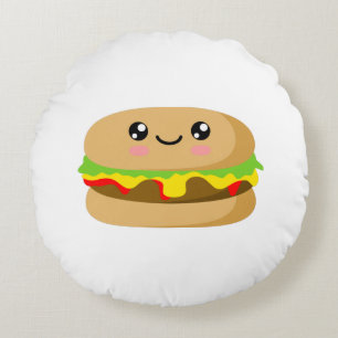 Kawaii Burger Rond Kussen
