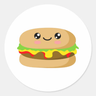 Kawaii Burger Ronde Sticker