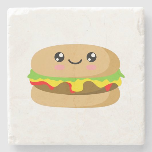 Kawaii Burger Stenen Onderzetter (Voorkant)