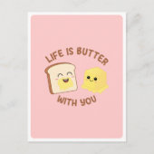 Kawaii Butter Brood Voedsel Pun Liefde Vriendschap Briefkaart (Voorkant)