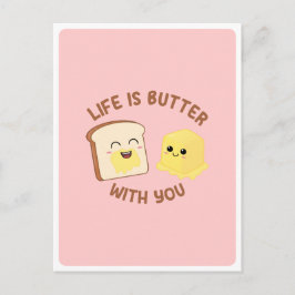 Kawaii Butter Brood Voedsel Pun Liefde Vriendschap Briefkaart