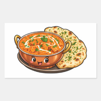 Kawaii Butter Chicken Sticker, Schattig Indiaas Vo Rechthoekige Sticker