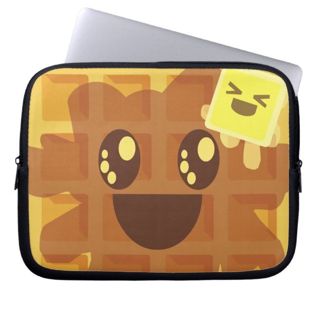 Kawaii Butter Waffle Ontbijt Laptop Sleeve (Voorkant)