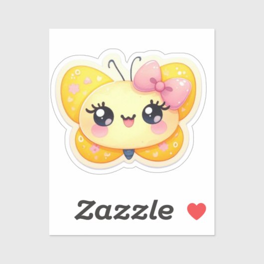 Kawaii Butterfly Sticker (Vel)