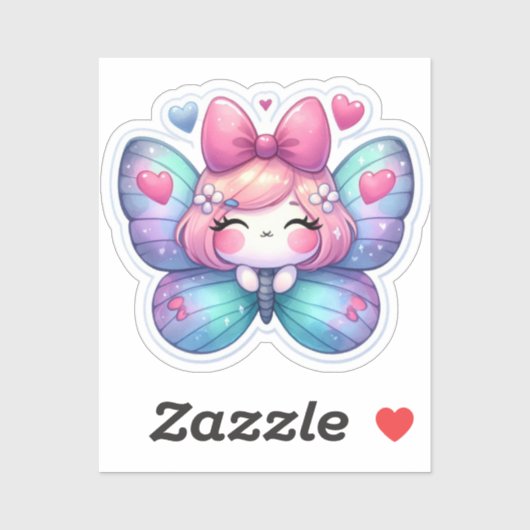 Kawaii Butterfly Sticker (Vel)