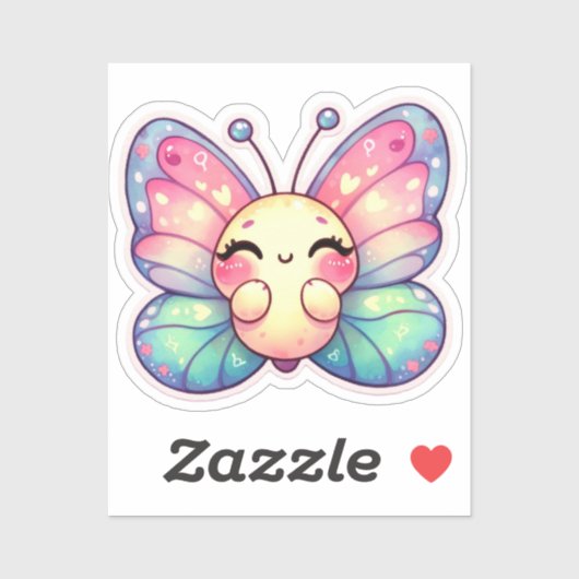 Kawaii Butterfly Sticker (Vel)