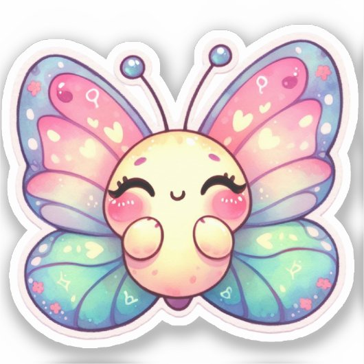 Kawaii Butterfly Sticker (Voorkant)