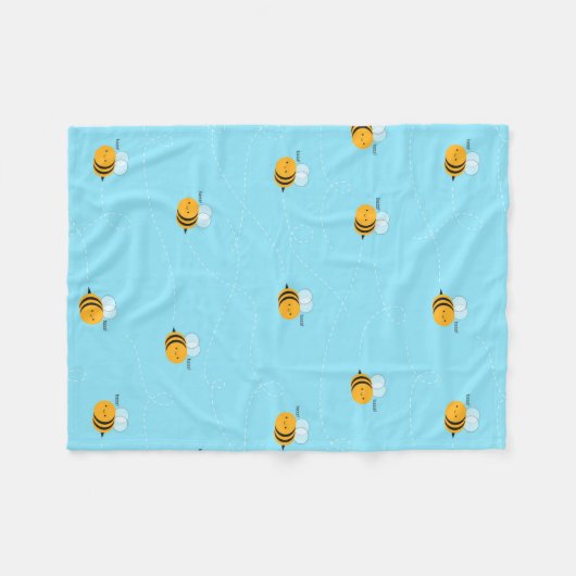 Kawaii Buzzy Bumble bijen Fleece Deken (Voorkant (Horizontaal))
