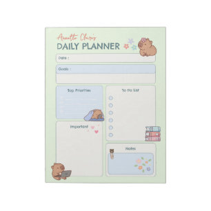 Kawaii Cabybara Doodle Dagelijkse Planner Te Doen  Notitieblok