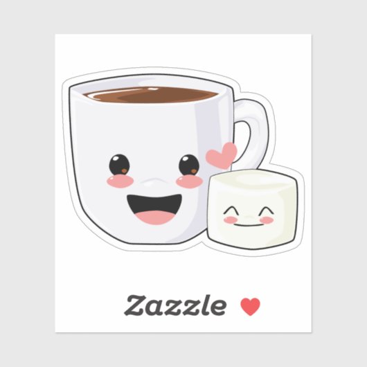 Kawaii Cacao en Marshmallow Sticker (Vel)