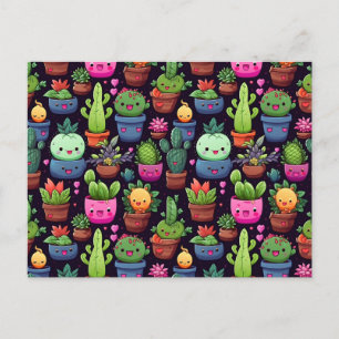 Kawaii Cactus Ansichtkaart Briefkaart