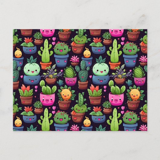 Kawaii Cactus Ansichtkaart Briefkaart (Voorkant)