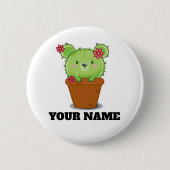 Kawaii Cactus Bear in Flower Pot Button Badge (Voorkant)