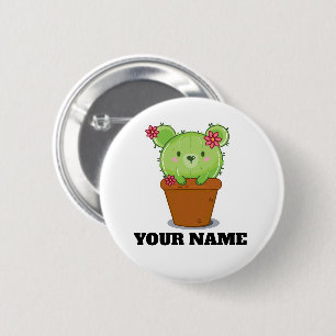 Kawaii Cactus Beer in Bloempot Knop Badge Ronde Button 5,7 Cm