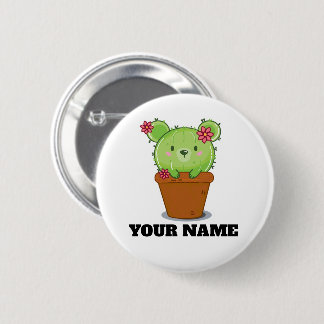 Kawaii Cactus Beer in Bloempot Knop Badge Ronde Button 5,7 Cm