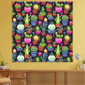 Kawaii Cactus Canvas Print (Insitu (Woonkamer))
