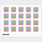 Kawaii Cactus Dank Je Vierkante Sticker (Vel)