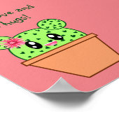 Kawaii Cactus Drawing Free Hugs Pink Poster (Hoek)