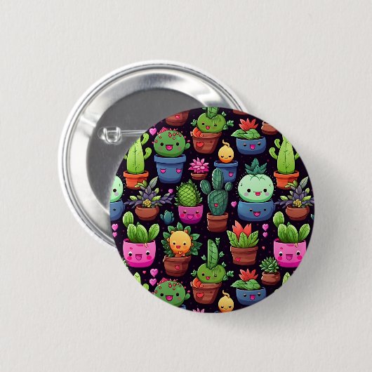 Kawaii Cactus Friends Button (Voorkant /achterkant)
