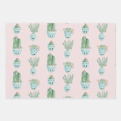 Kawaii Cactus Gift Wrap - reeks 3 Inpakpapier Vel (Voorkant 2)