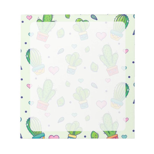 Kawaii Cactus & Hearts-Notitieblok Notitieblok (Voorkant)