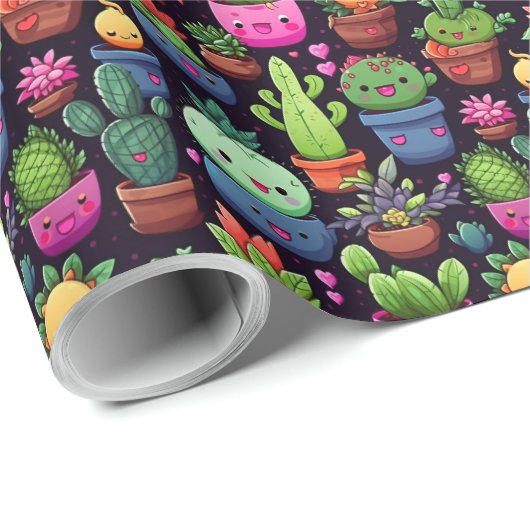 Kawaii Cactus Inpakpapier (Rol Hoek)