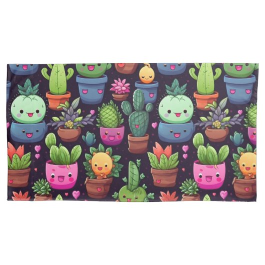 Kawaii Cactus Kussenslopen (Voorkant-Links)