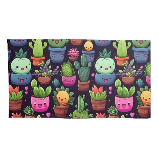 Kawaii Cactus Kussenslopen (Achterkant-Rechts)