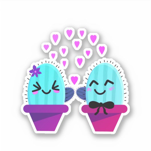 kawaii - cactus liefde sticker (Voorkant)