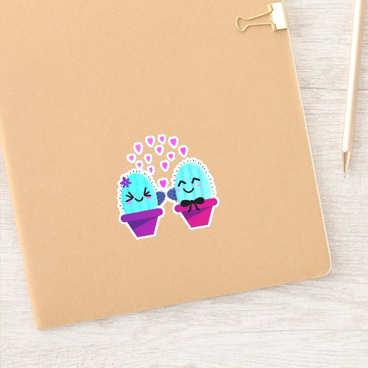 kawaii cactus liefde sticker (Notitieboek)