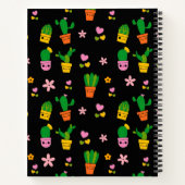 Kawaii Cactus Monogram Zwart Spiraal Notebook Notitieboek (Achterkant)