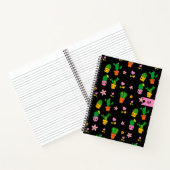 Kawaii Cactus Monogram Zwart Spiraal Notitieboek (Binnen)