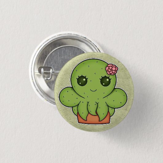 Kawaii Cactus Octopus Ronde Button 3,2 Cm (Voorkant /achterkant)